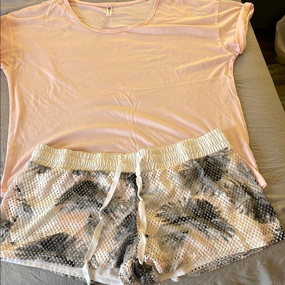 Fabletics Pink and Gray Athletic Shorts set